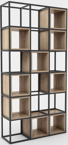 Стеллаж Hype Mebel Грос 105x210 (черный/дуб галифакс натуральный)