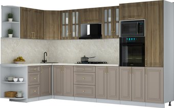 Готовая кухня Интерлиния Мила Шато 1.68x3.4 ВТ LV (дуб вотан/луна/опал светлый)