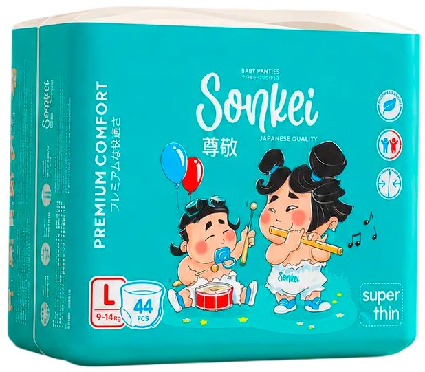 Трусики-подгузники Sonkei Super Thin трусики L 9-14кг (44 шт)