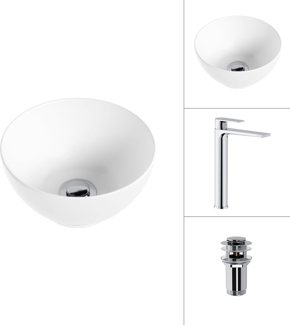 Умывальник Lauter 21601E + Reef 21CK8678C с донным клапаном 21190CH (хром)