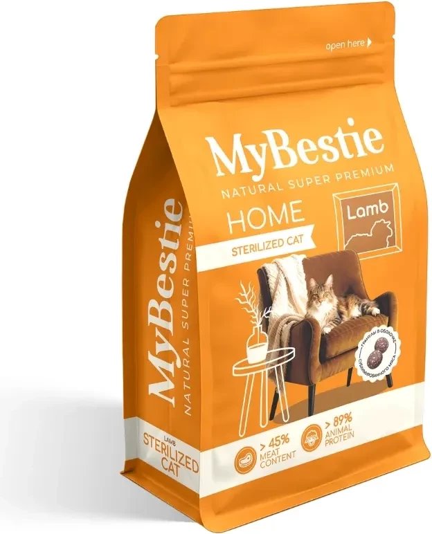 Сухой корм для кошек MyBestie Home Sterilized с ягненком (10 кг)