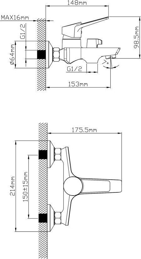 Смеситель Econoce D35-A 570 EC0573BL (черный)