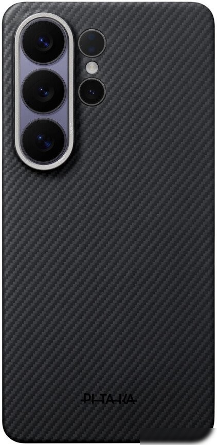 Чехол для телефона Pitaka Edge Case для Samsung Galaxy S26 Ultra (600D Black/Grey Twill Aaron Button)