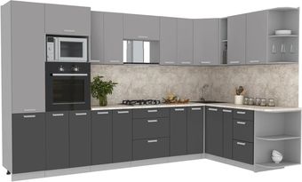 Готовая кухня Интерлиния Мила Лайт 1.68x3.4 правая (серебристый/антрацит/малага)