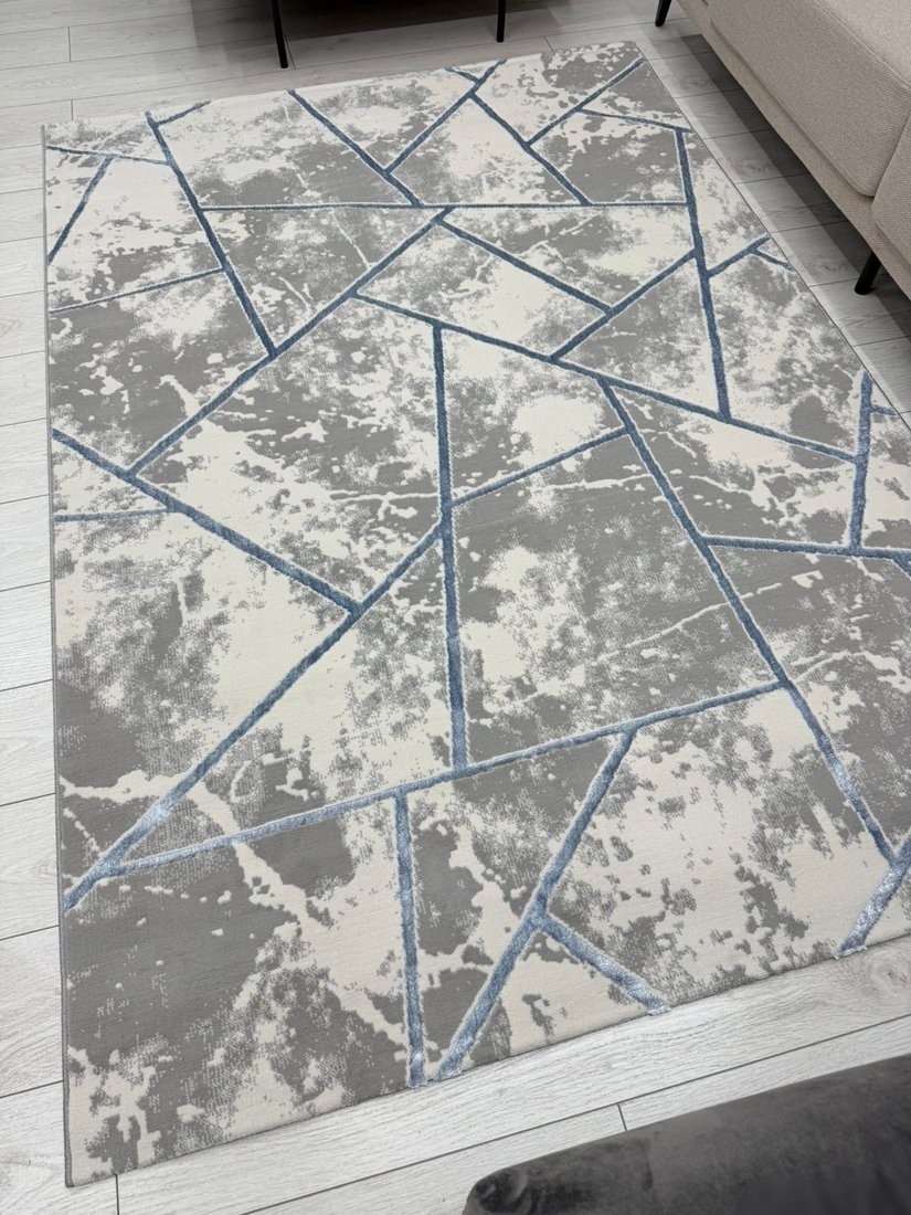 Ковер для жилой комнаты Radjab Carpet Амальфи Прямоугольник 01518B (2.4x3.4, C.Grey/L.Bule)