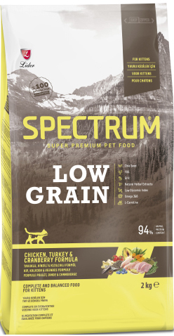 Сухой корм для кошек Spectrum Low Grain с курицей индейкой клюквой 2 кг