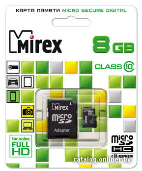 Карта памяти Mirex microSDHC (Class 10) 8GB (13613-AD10SD08)