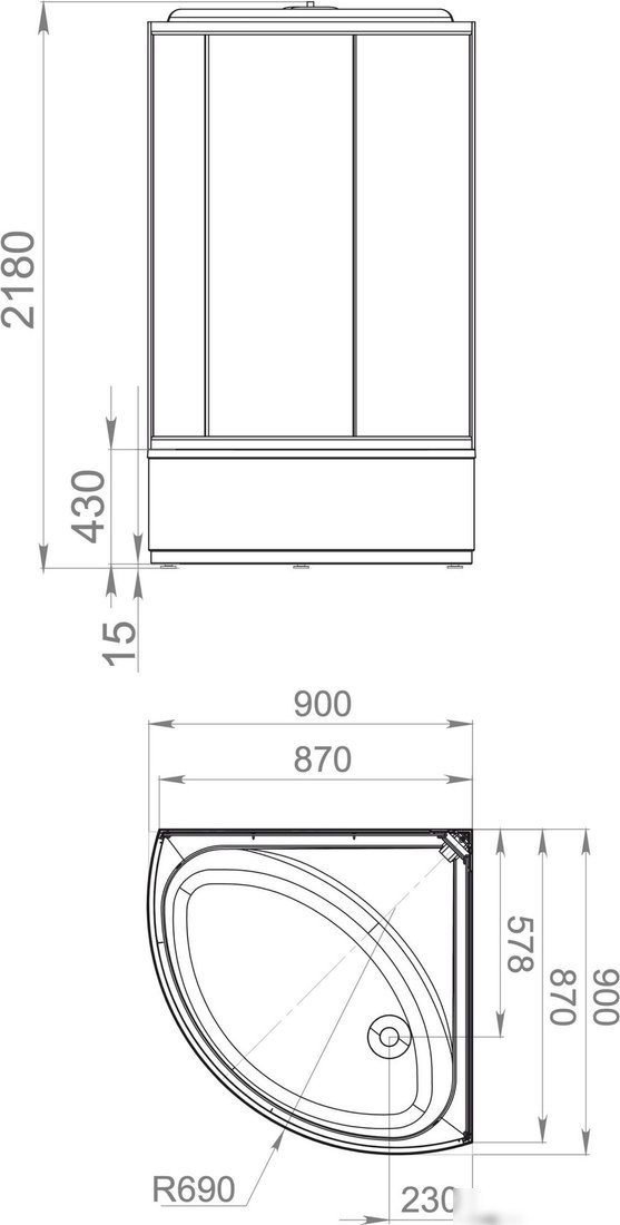 Душевая кабина Domani-Spa Simple 99 High 90x90 DS01Sm99HWM00-V1.2
