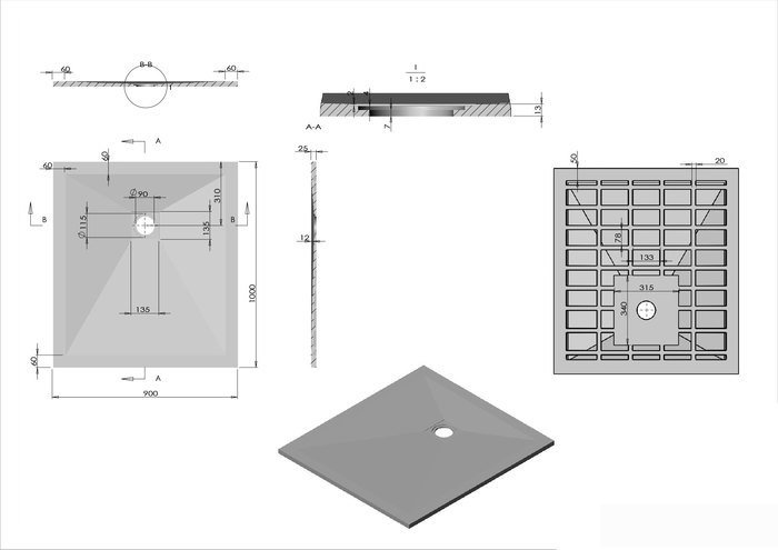Душевой поддон Vincea VST-4SR9010A 100x90