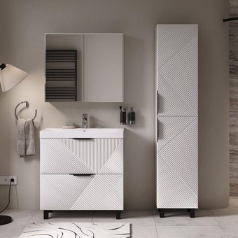 Volna Тумба с умывальником Geometry 80.2Y 9696 + Lake 80 (белый)