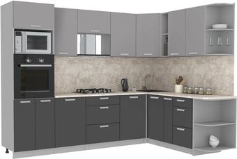 Готовая кухня Интерлиния Мила Лайт 1.88x2.8 правая (серебристый/антрацит/малага)