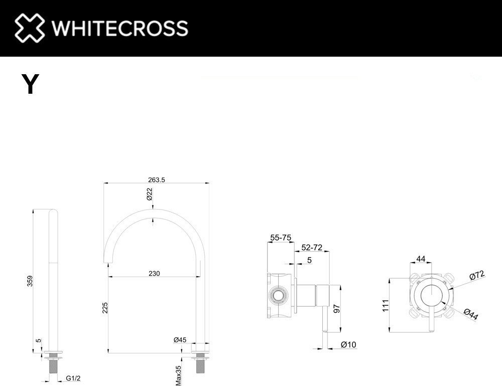 Смеситель Whitecross Y1219BL (черный матовый)