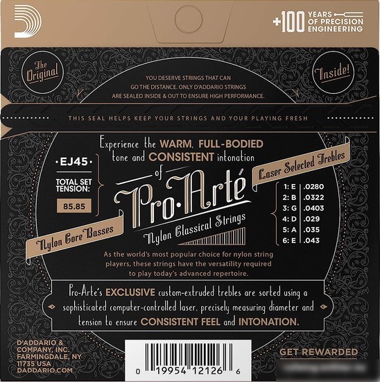 Струны для гитары D'Addario EJ45