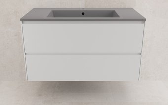 Symbolite Тумба под умывальник Лима 100 Line Plus 2 ящика + Line 100x48 (подвесная, белый матовый/серый шелк)
