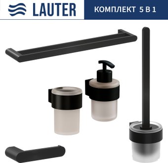 Набор аксессуаров для ванной Lauter 21TS3019 + 21TS3021 + 21TS3013 + 21TS3002 + 21TS3023 (Matt Black, 5 предметов)