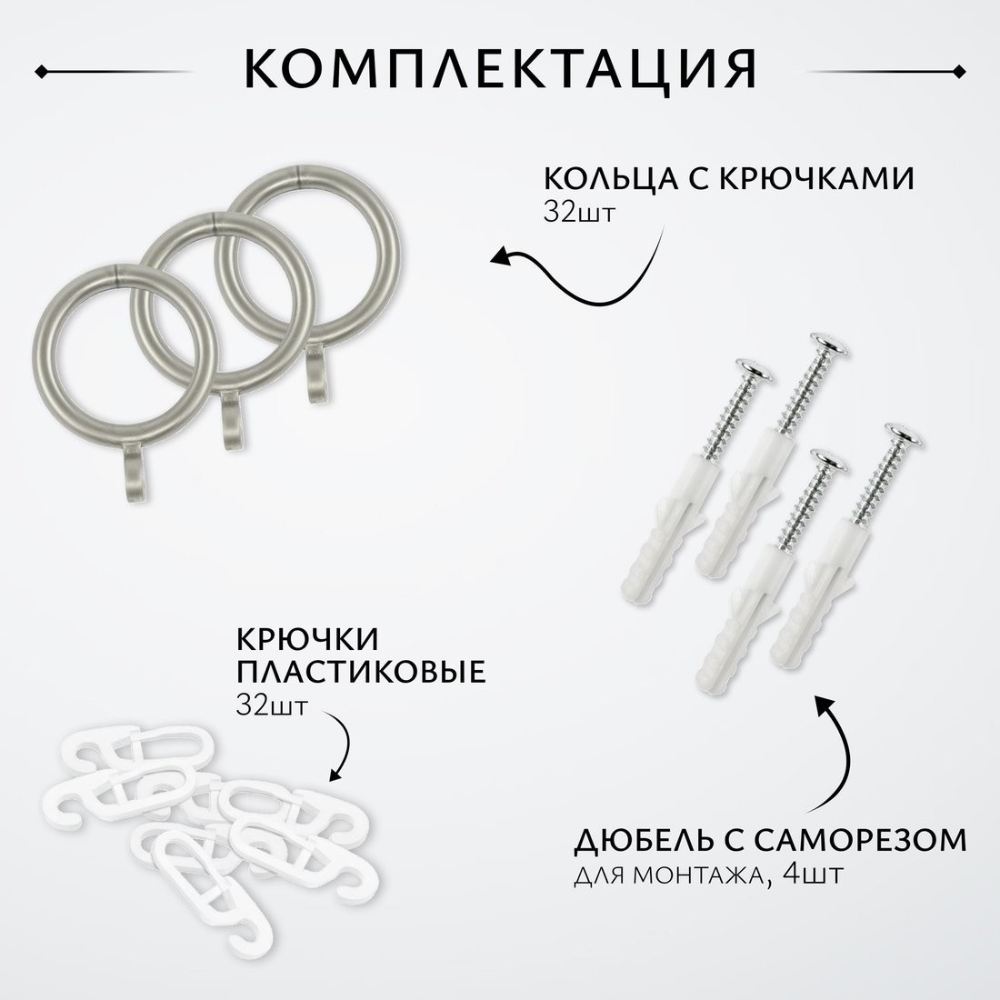 Карниз для штор Sundays Home Лайт Мозаика 16мм+16мм двухрядный (сатин, 1.6м)