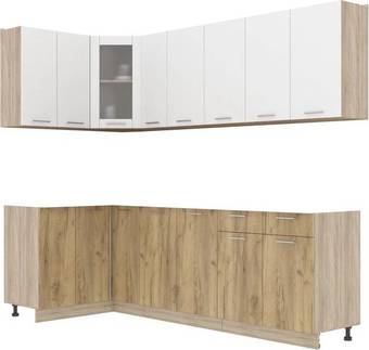 Готовая кухня Интерлиния Мила 12x25 без столешницы (белый платинум/дуб золотой)