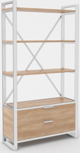Стеллаж Hype Mebel Стандарт Люкс 80x170 (белый/дуб галифакс натуральный)