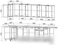 Готовая кухня Интерлиния Мила Лайт 1.2x2.8 (белый платинум/дуб веллингтон/белый гранит)