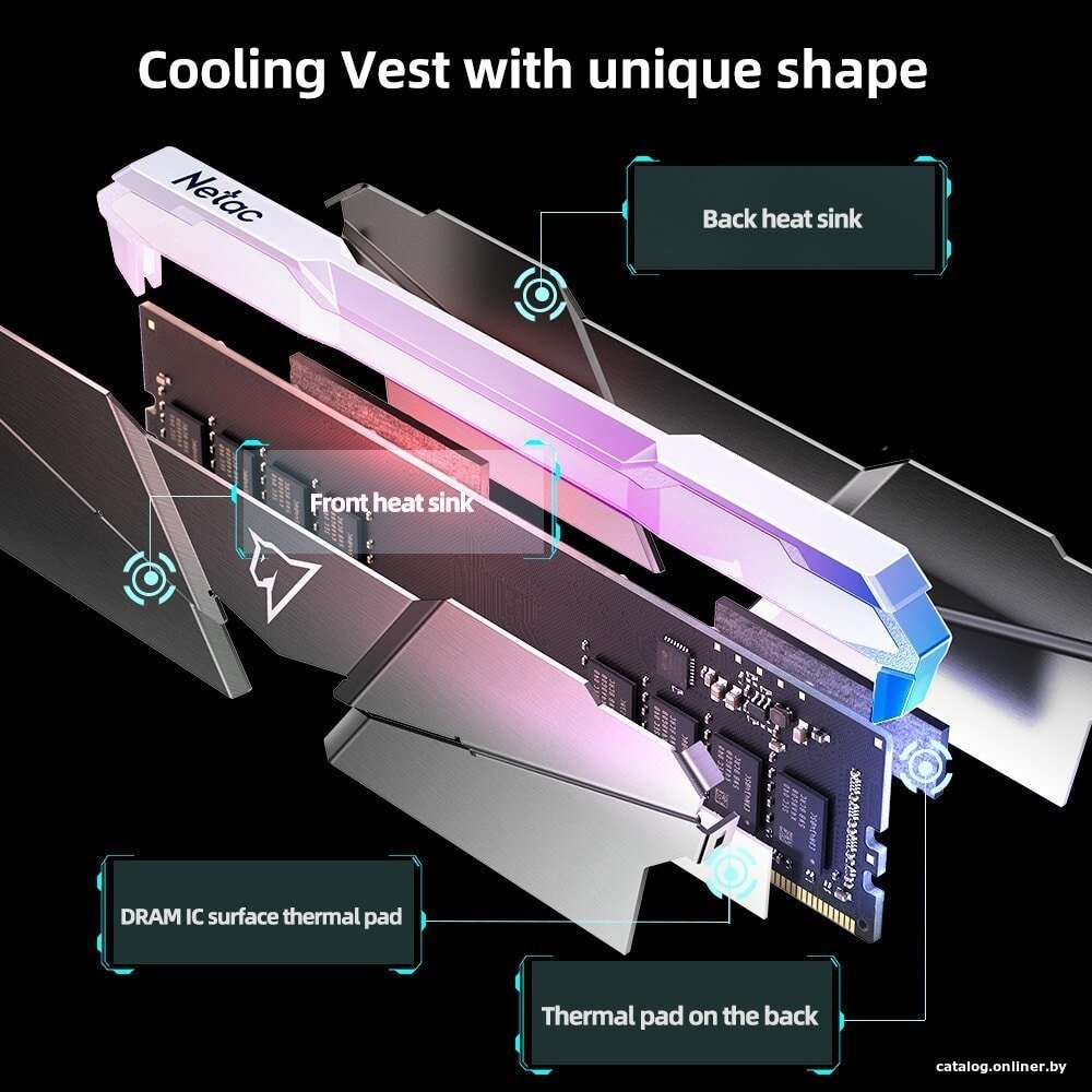 Оперативная память Netac Shadow RGB 2x8GB DDR4 PC4-25600 NTSRD4P32DP-16E