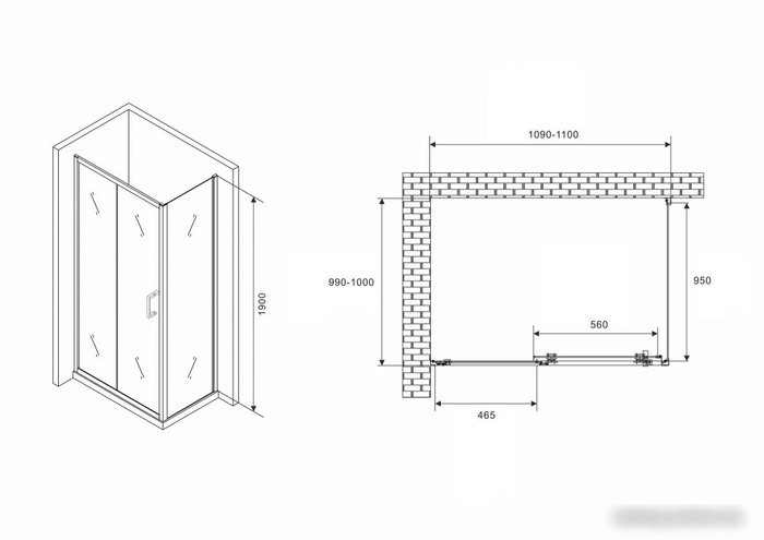 Душевой уголок Abber Schwarzer Diamant AG301105-S1005