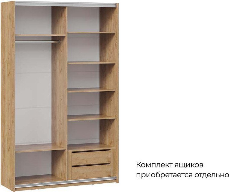 Шкаф-купе Трия Оскар Хилтон Т2 1400 271068 (ручка серебро/дуб крафт золотой/кашемир сатин)