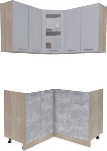 Готовая кухня Интерлиния Мила 12x12 без столешницы (серебристый/бетон)