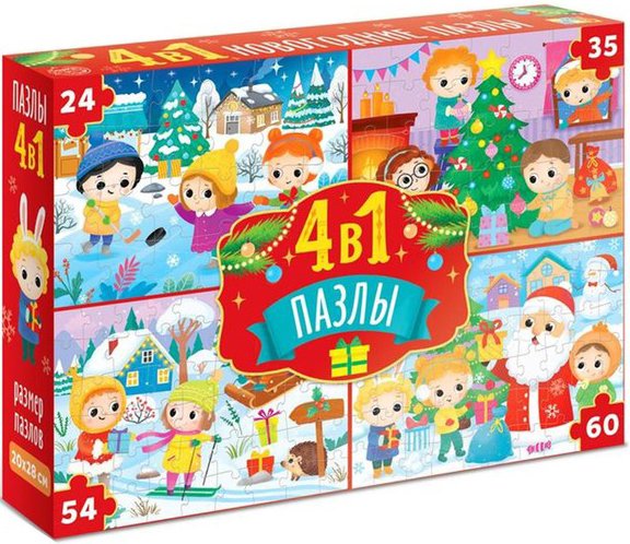 Мозаика/пазл Puzzle Time Новогодние развлечения 4 в 1 6771637