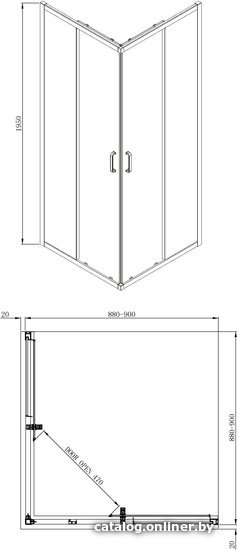 Душевой уголок Adema Glass Vierkant 80х80 (прозрачное стекло)