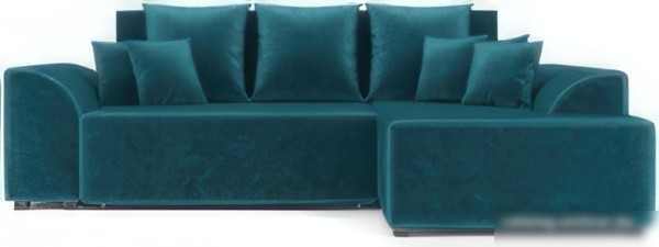 Угловой диван Мебель-АРС Каскад правый (бархат сине-зеленый Star Velvet 43 Black Green)