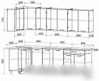 Готовая кухня Интерлиния Мила Лайт 1.2x2.6 (бетон лайт/дуб веллингтон/опал светлый)