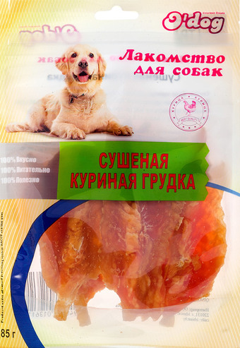 Лакомство для собак O'dog Сушеная куриная грудка 85 г