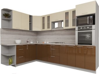 Готовая кухня Интерлиния Мила Gloss 1.88x3.0 левая (ваниль-шоколад)