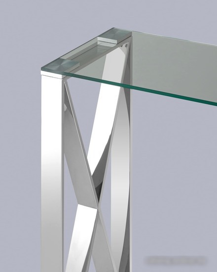 Консольный стол Stool Group Кросс 115x30 (стекло/сталь/серебристый)