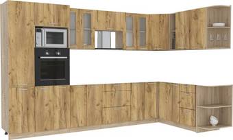 Готовая кухня Интерлиния Мила 1.88x3.4 правая без столешницы (дуб золотой/дуб золотой)