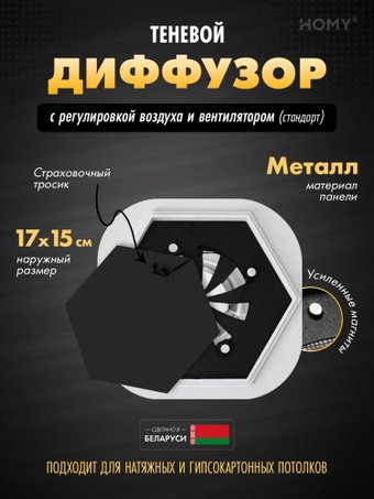 Вентиляционная решетка HOMY AIR гексагон AH100BRS 17x15 (черная)