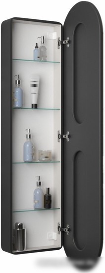 Континент Шкаф с зеркалом Elmage Black Led 45x160