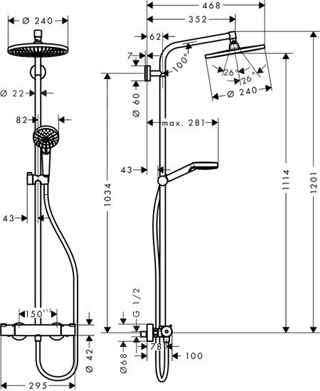 Душевая система Hansgrohe Crometta S 240 1jet Showerpipe [27267000]