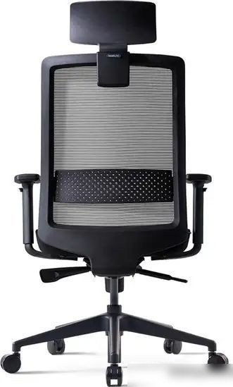 Офисное кресло Bestuhl S30 Black Pl с подголовником и подлокотником (черная сетка/серая ткань)