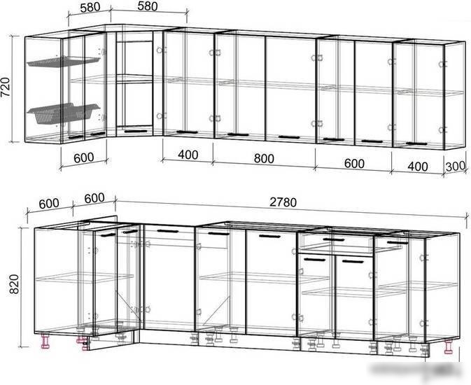 Готовая кухня Интерлиния Мила 12x28 без столешницы (дуб золотой/бетон)