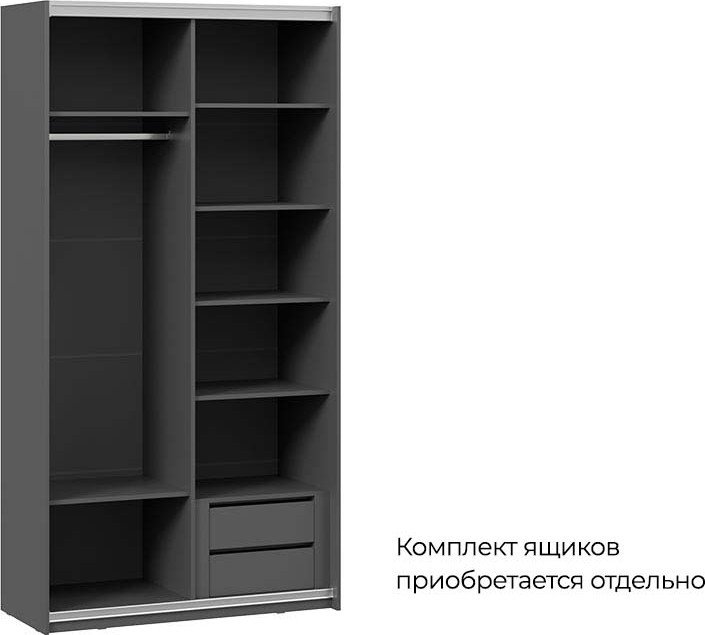 Шкаф-купе Трия Оскар Хилтон Т2 1200 271020 (ручка серебро/серый графит/графит матовый)