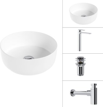Умывальник Lauter 21499-31 + Reef 21CK8678C + сифон 21635CH + дон.клапан 21190CH (хром)