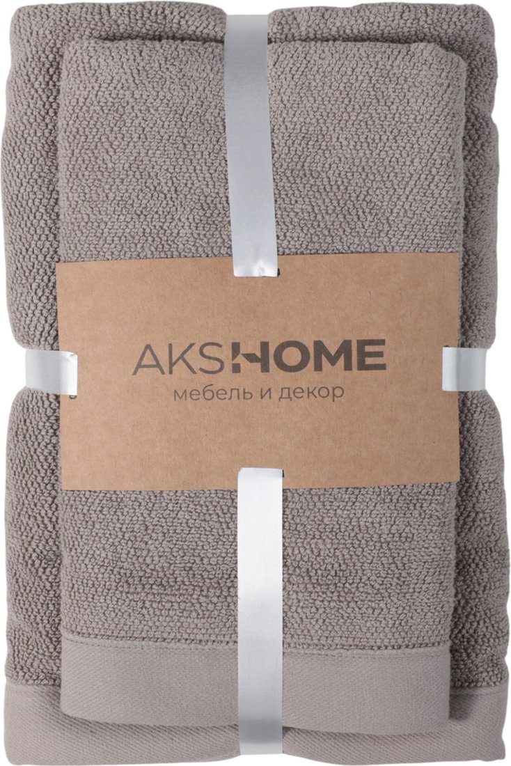 Набор полотенец AksHome Tanuki 50x90/70x140 (2шт, серо-бежевый)