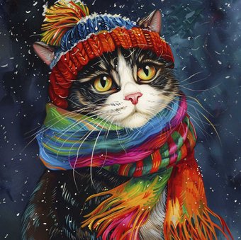 Алмазная мозаика Феникс+ Зимний кот 68601