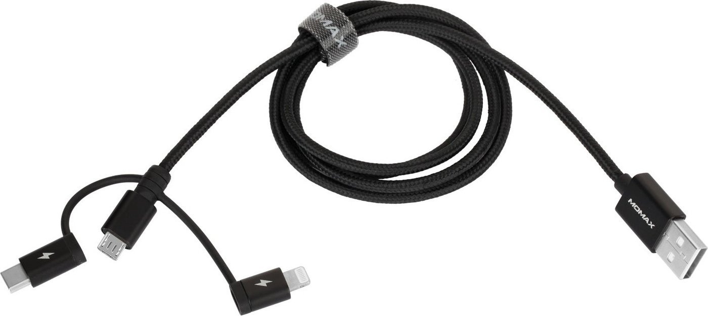 Кабель Momax DX1D OneLink 3-in-1 USB Type-A - Lightning/microUSB/USB Type-C (1 м, черный)
