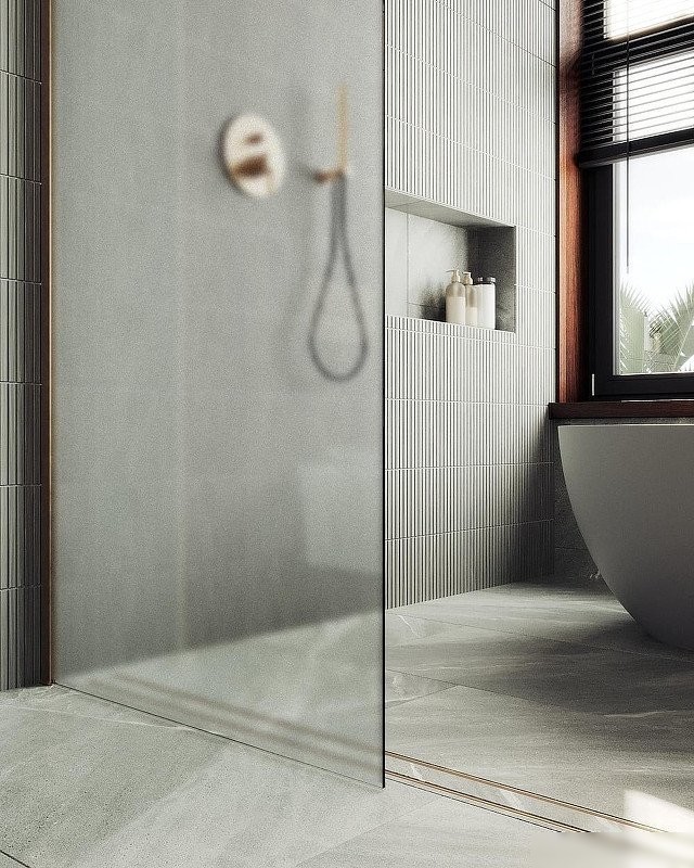 Душевая стенка MaybahGlass 99x195 MGD-1357-2ш (сатин стекло/бронза)