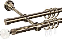 Карниз для штор АС ФОРОС Grace D16K/16Г составной + наконечники Кристалл (3м, антик)