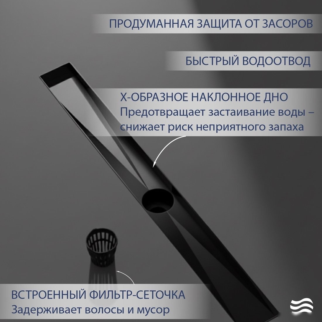 Трап/канал Lauter 2120682-LMB 800x70 (черный матовый)