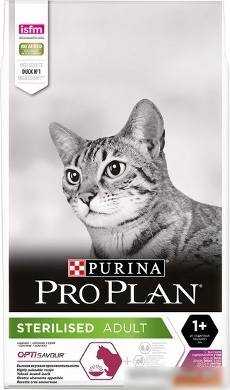 Сухой корм для кошек Pro Plan Sterilised Adult OptiSavour с уткой и печенью 10 кг