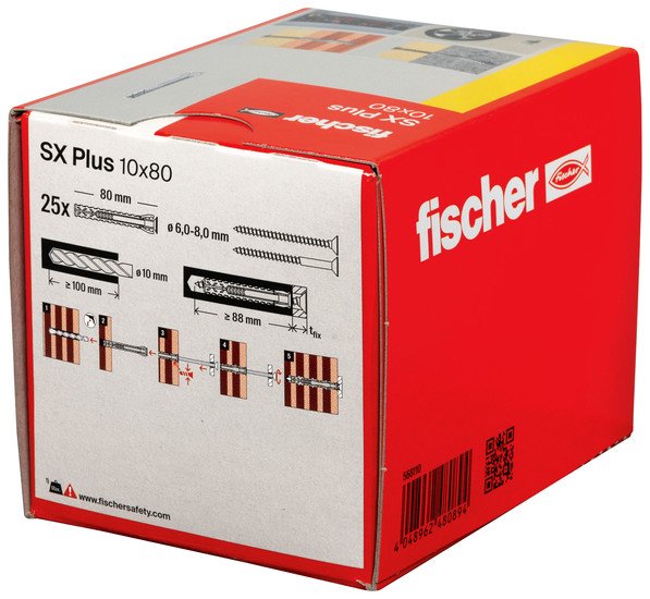 Дюбель универсальный Fischer SX Plus 10X80 568110 (25 шт)